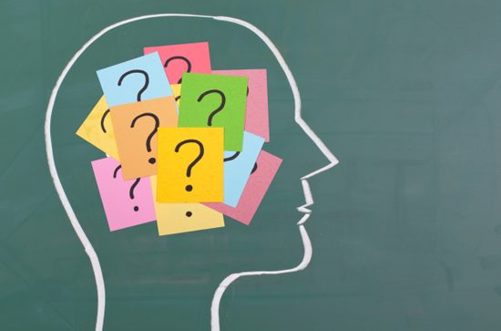 Human brain and colorful question mark